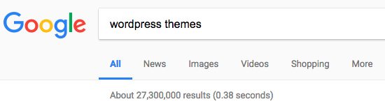 google search of WordPress themes yields 27,3000,000 results