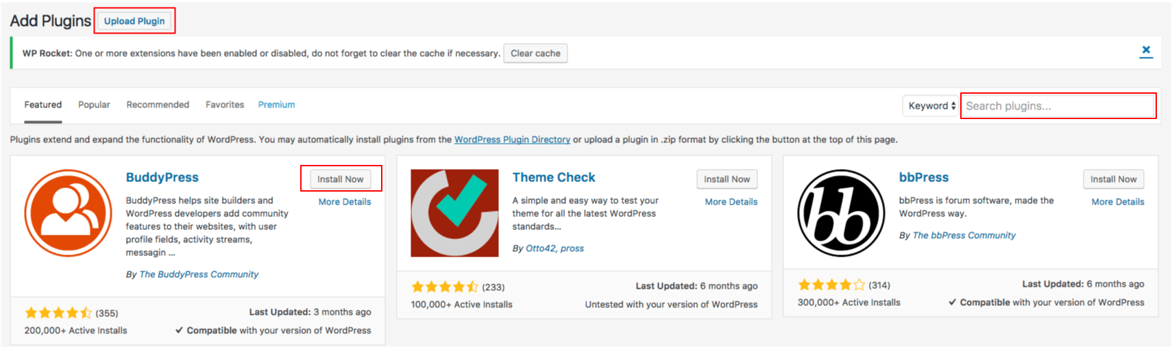 example of how to install a wordpress plugin from the dashboard