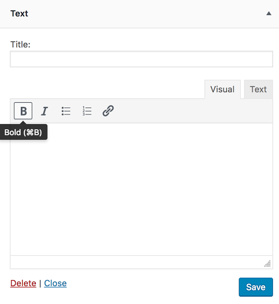The visual editor available in the post and page editor is now available in the text widget