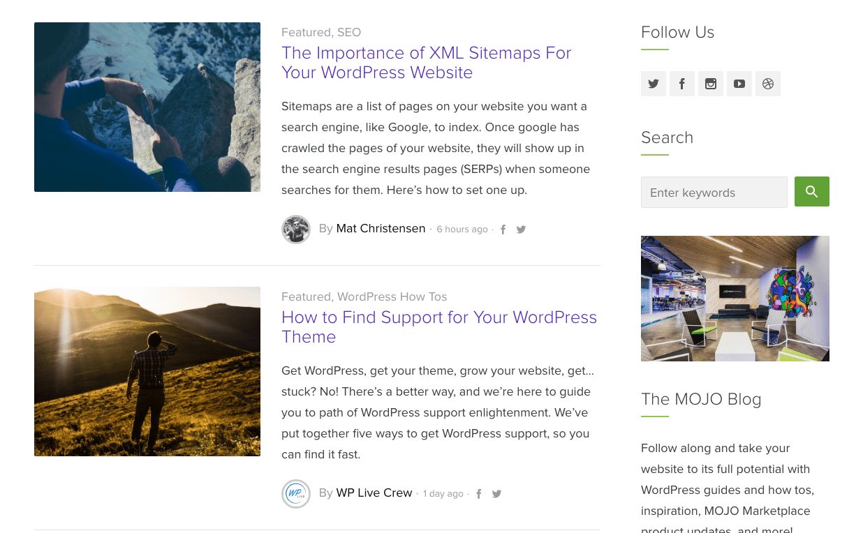 WordPress Posts Publish to Your Blog Feed - The MOJO Marketplace Blog Feed, for Example
