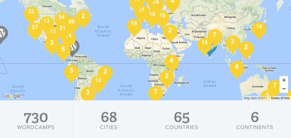 Map of WordPress WordCamps where You Can Learn from Like Minded Developers or Beginners