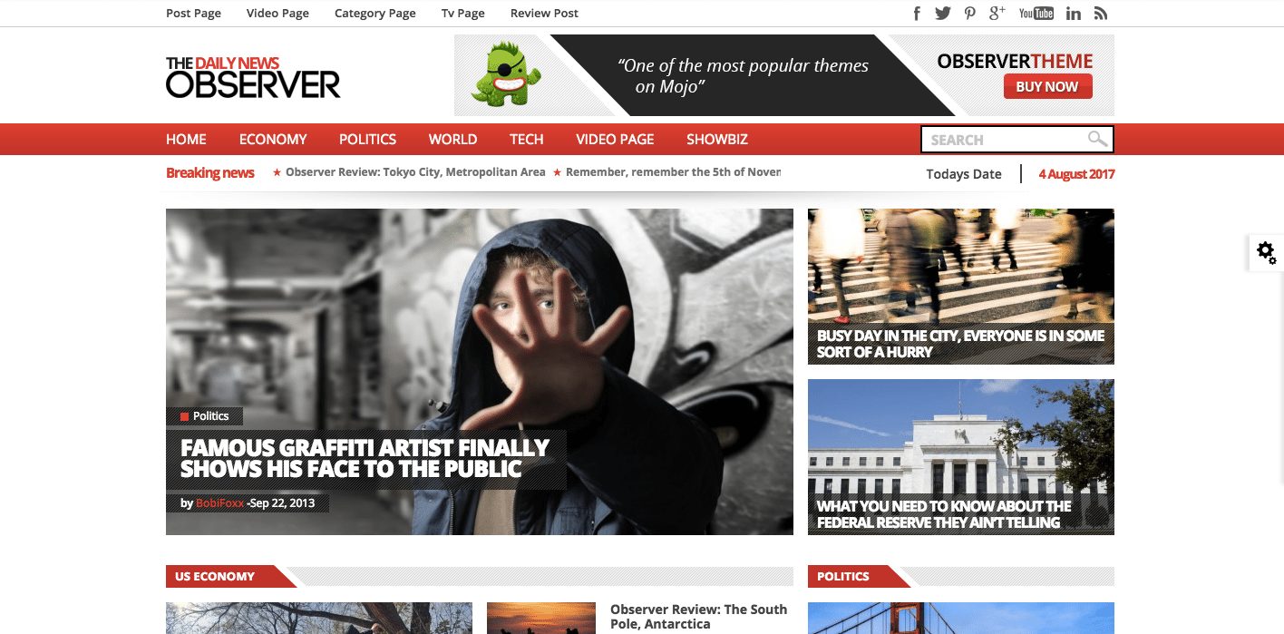 Observer WordPress theme for News Websites - MOJO Marketplace