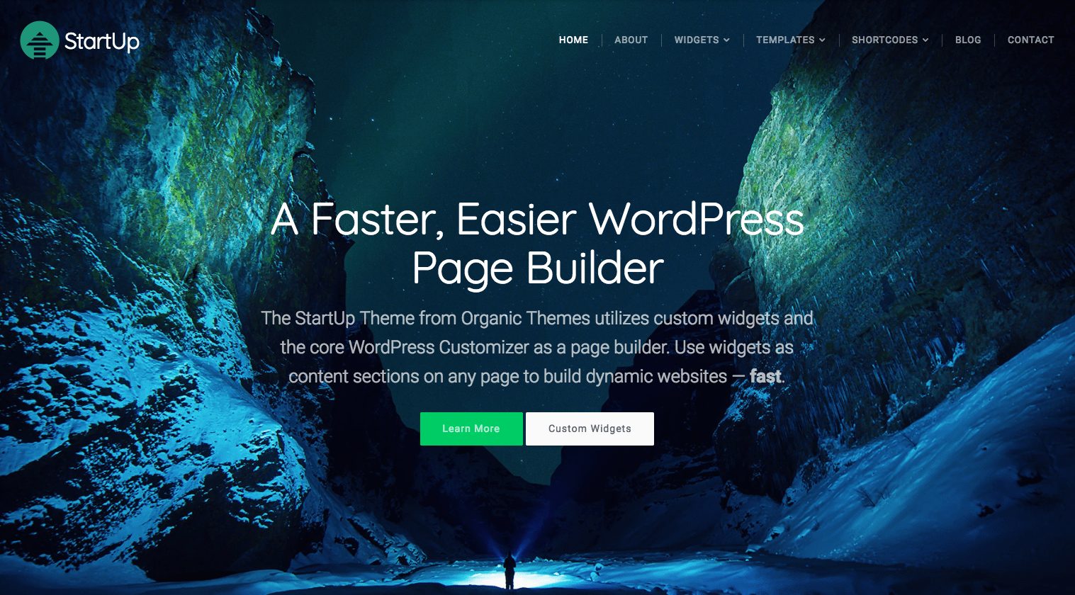The StartUp WordPress theme allows you to build amazing, responsive pages using just the basic WordPress customizer panel