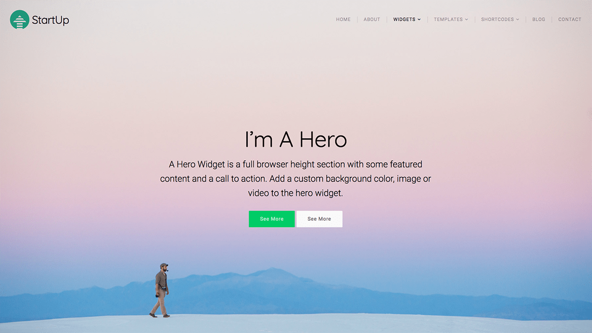 the hero widget allows you to create a stunning hero section to draw in your visitors and present a call to action