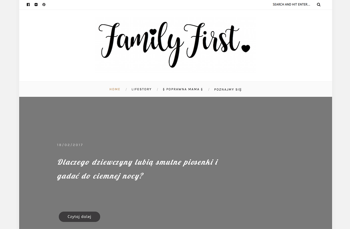 family first website built with the Everly WordPress blog theme