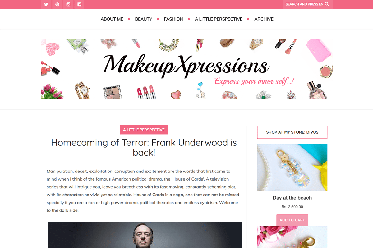makeupexpressions.com built with the zarya wordpress theme
