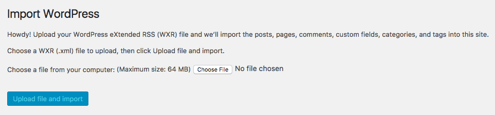 After clicking run importer, you will be prompted to upload a demo file.